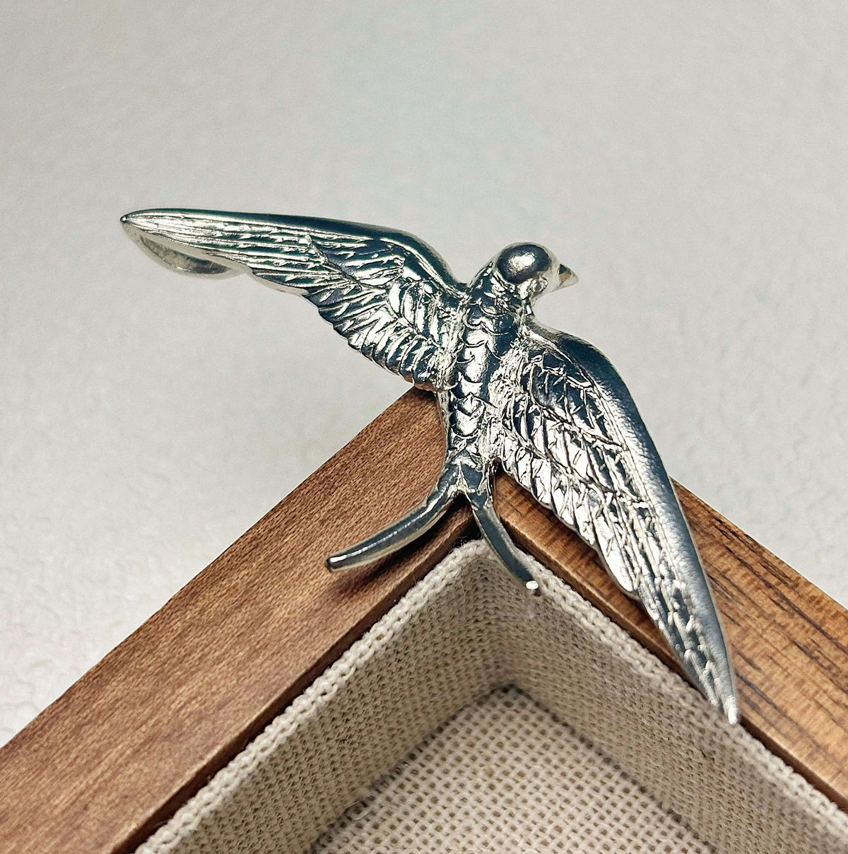 Unique silver jewelry — handmade silver brooch for women, flying swallow sterling silver photo