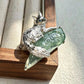 Watchful Fox Convertible Brooch Pendant with Natural Green Jadeite