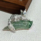 Watchful Fox Convertible Brooch Pendant with Natural Green Jadeite