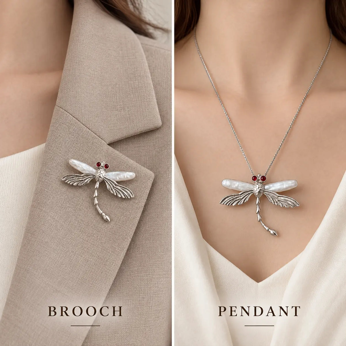 Freshwater Pearl Dragonfly Brooch Pendant