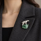 Polar Bear Brooch with Natural Jadeite