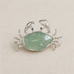 Natural Jadeite Crab Brooch Pendant in Sterling Silver