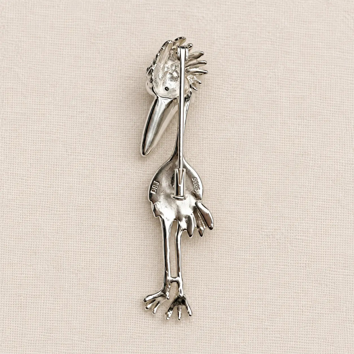 Hand-Painted Enamel Pelican Brooch Pendant