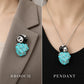 Natural Turquoise Panda Brooch Pendant in Sterling Silver