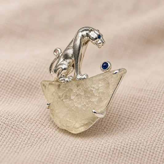 Libyan Desert Glass Leopard Brooch Pendant