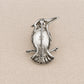 Blue Enamel Bird Brooch Pendant on Branch in Sterling Silver