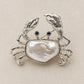 Baroque Pearl Crab Brooch Pendant in Sterling Silver