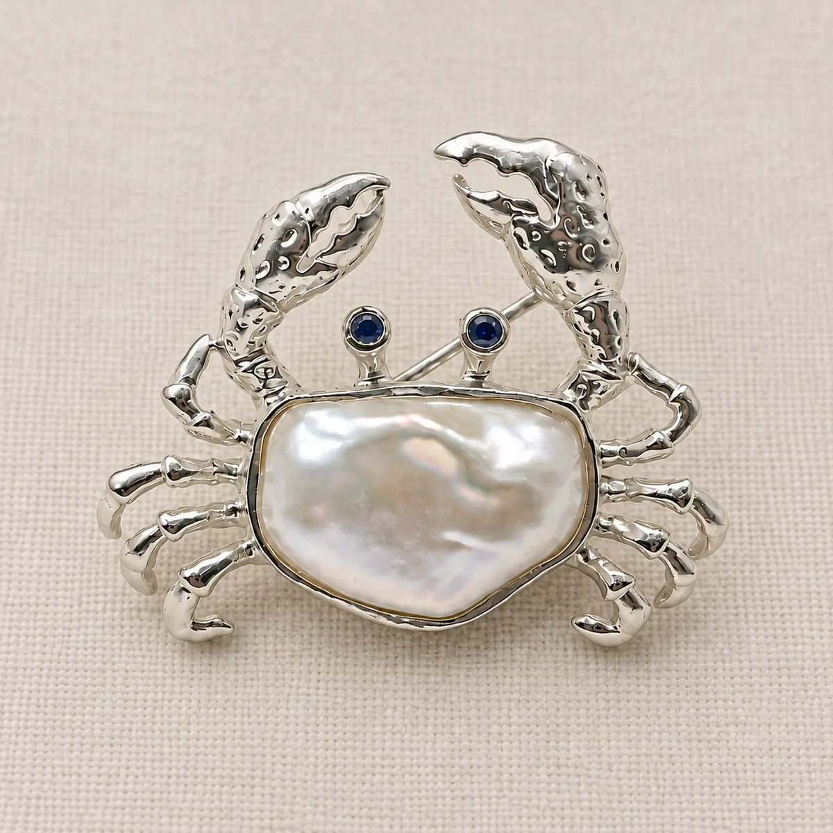 Baroque Pearl Crab Brooch Pendant in Sterling Silver