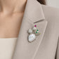 Baroque Pearl Cactus Brooch Pendant with Cubic Zirconia