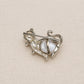 Paw-Raised Cat Convertible Brooch Pendant with Freshwater Pearl Belly