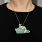 Watchful Fox Convertible Brooch Pendant with Natural Green Jadeite