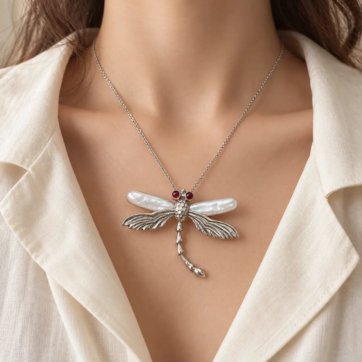 Freshwater Pearl Dragonfly Brooch Pendant