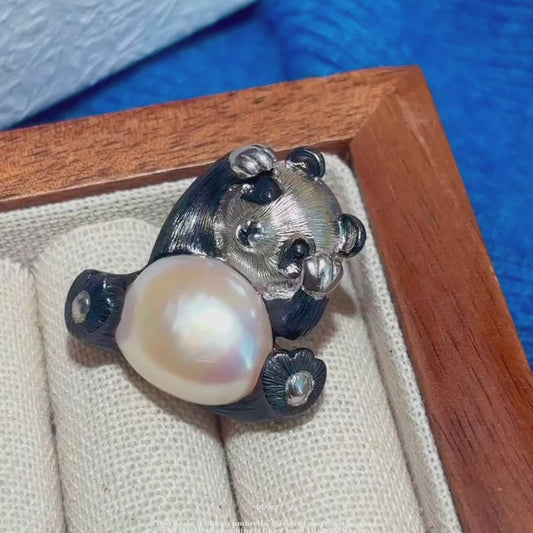 Product video: handmade silver playful panda brooch and convertible pendant
