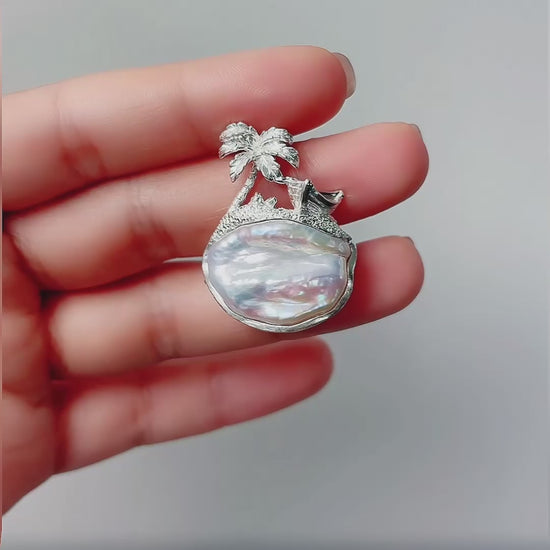 Product video: handmade silver coconut palm tree brooch and convertible pendant