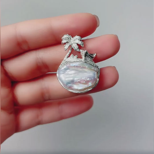 Product video: handmade silver coconut palm tree brooch and convertible pendant