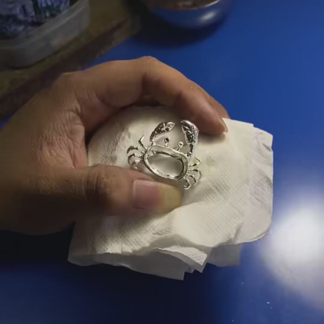 Product video: handmade silver ocean crab brooch and convertible pendant