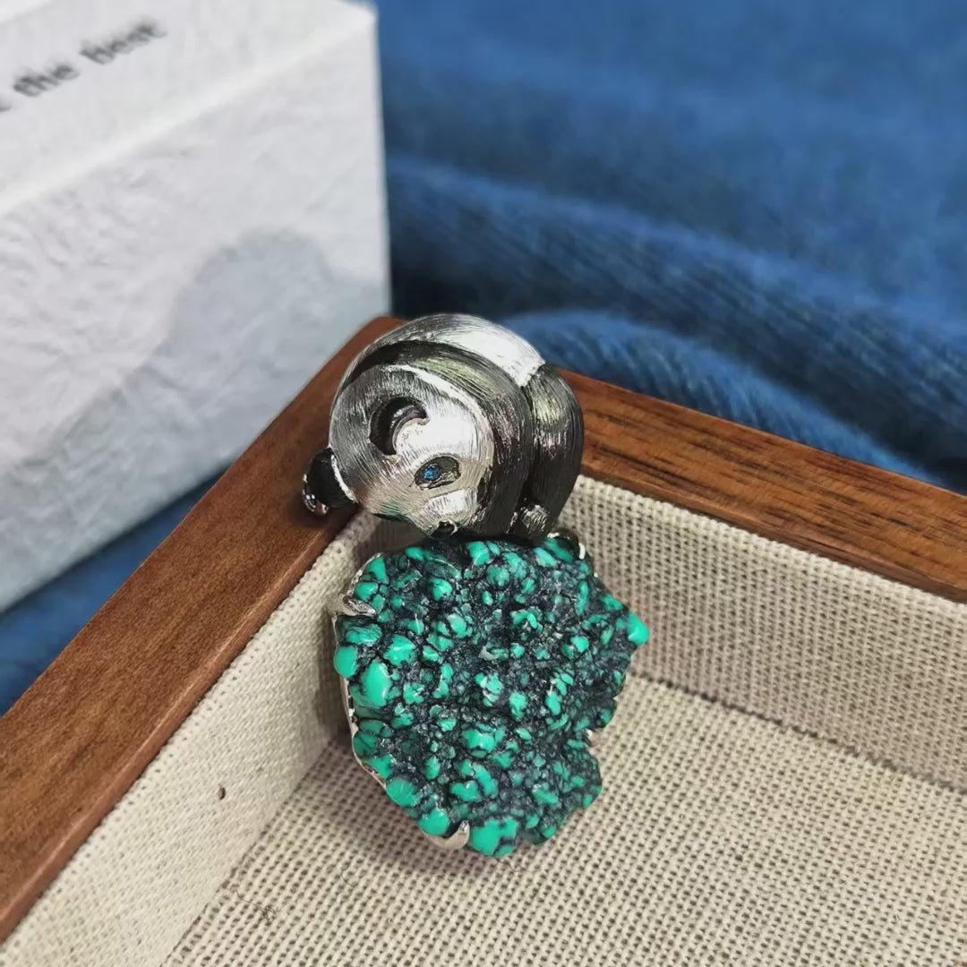 Product video: handmade silver serene panda brooch and convertible pendant