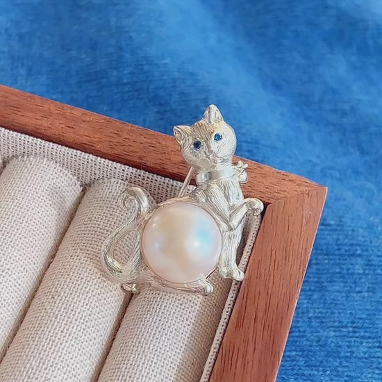 Product video: handmade silver paw-raised cat brooch and convertible pendant