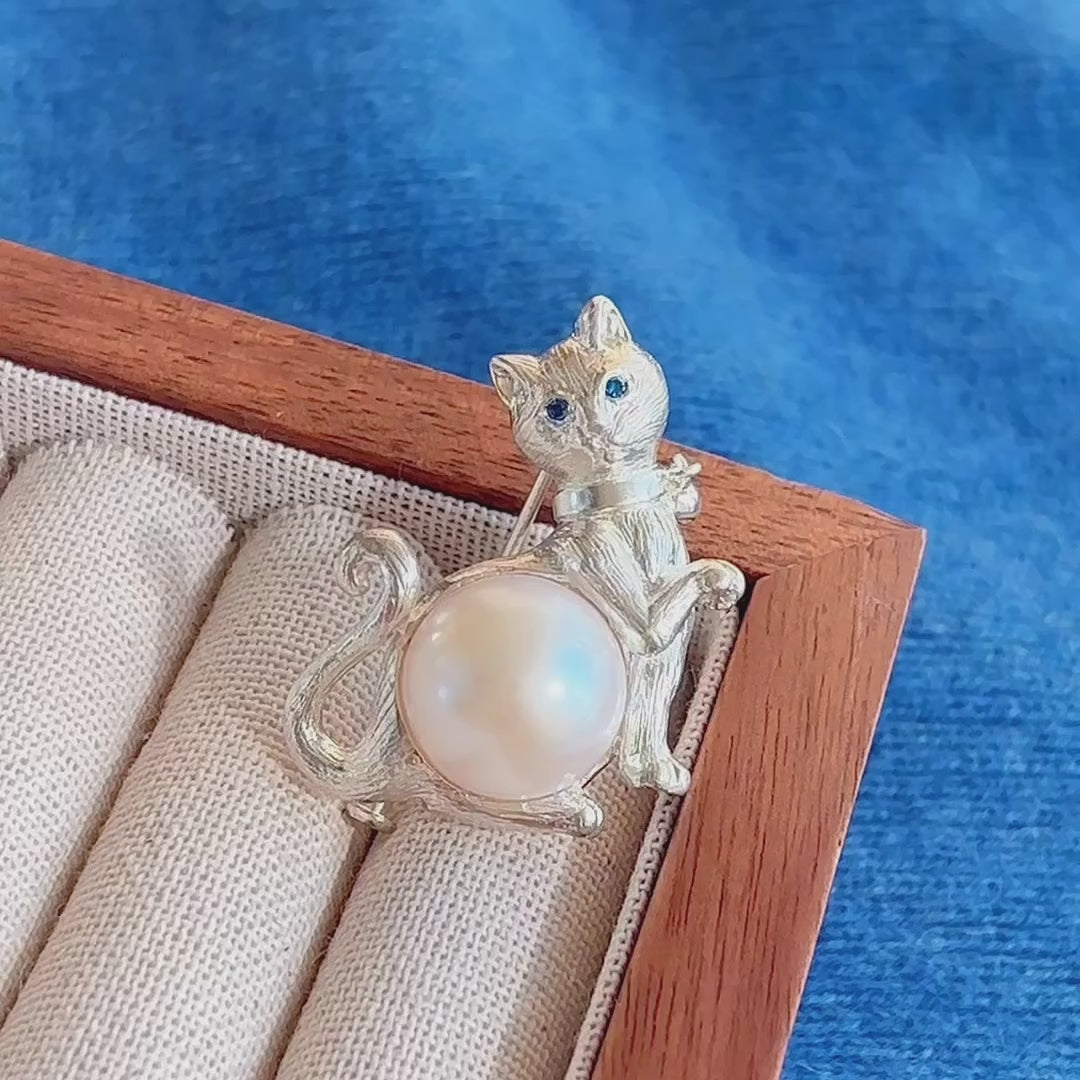 Product video: handmade silver paw-raised cat brooch and convertible pendant