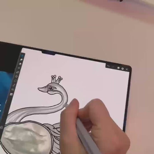 Crowned Swan Brooch with Baroque Pearl